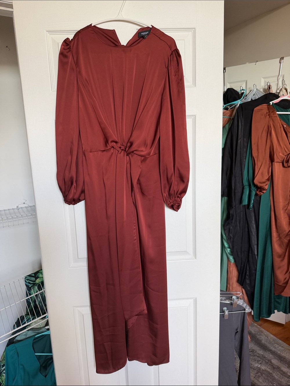 Amazon Rust Knot-Front Maxi Dress